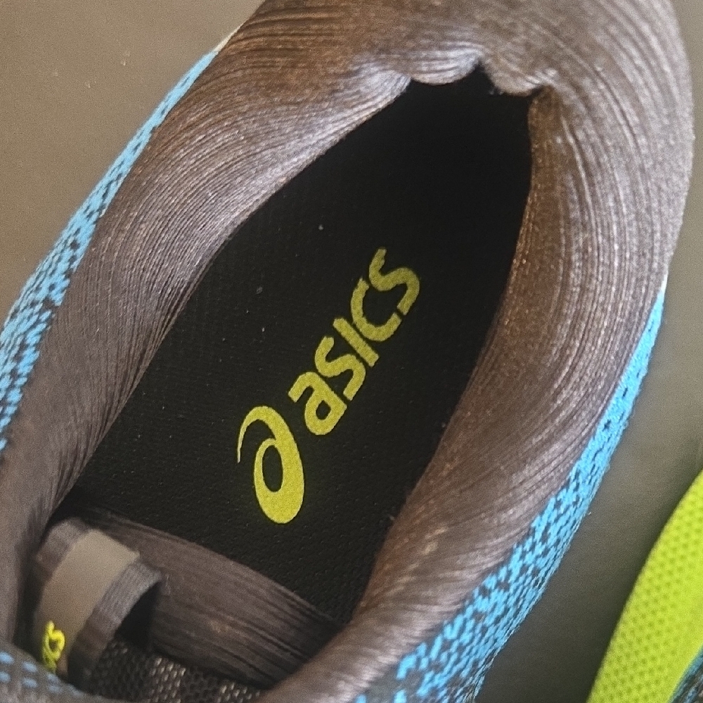 Asics Men's Blue Black and Neon Yellow Athletic Shoes - Picture 2 of 12